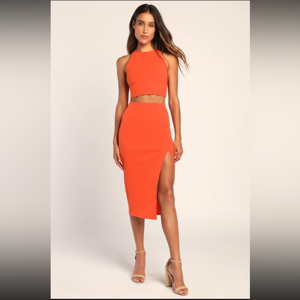 Lulus Two Piece Crop Top and Midi Skirt